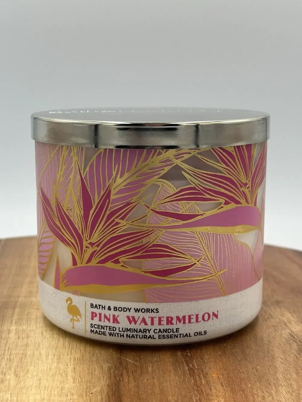 Bath & Body Works Pink Watermelon 3-Wick Candle Large 14.5 oz Scented Summer New
